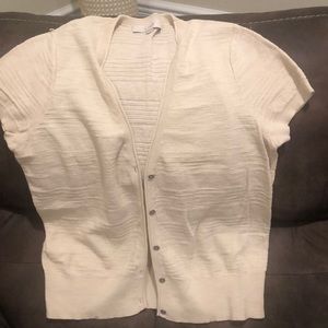 Loft size large in a beige color short sleeve cardigan.